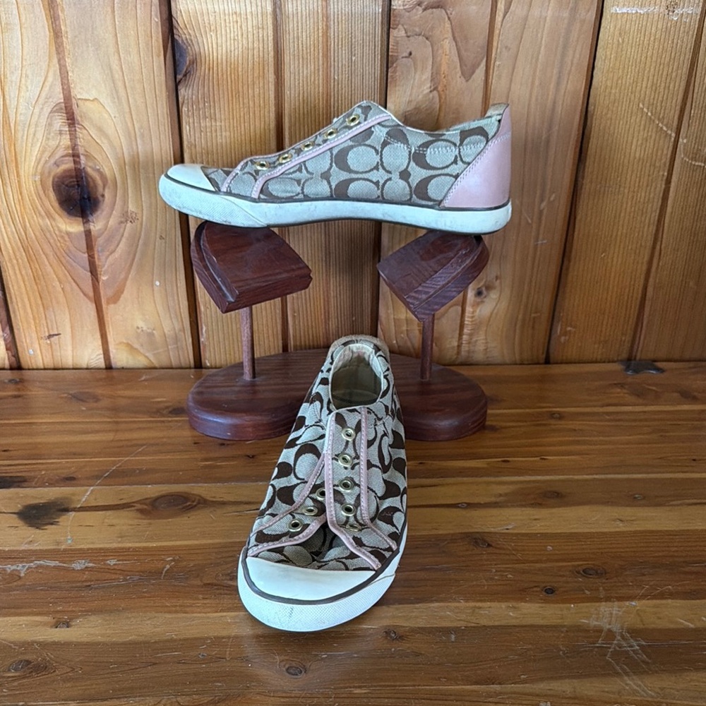 Coach Pink Signature Canvas Low Top Sneaker